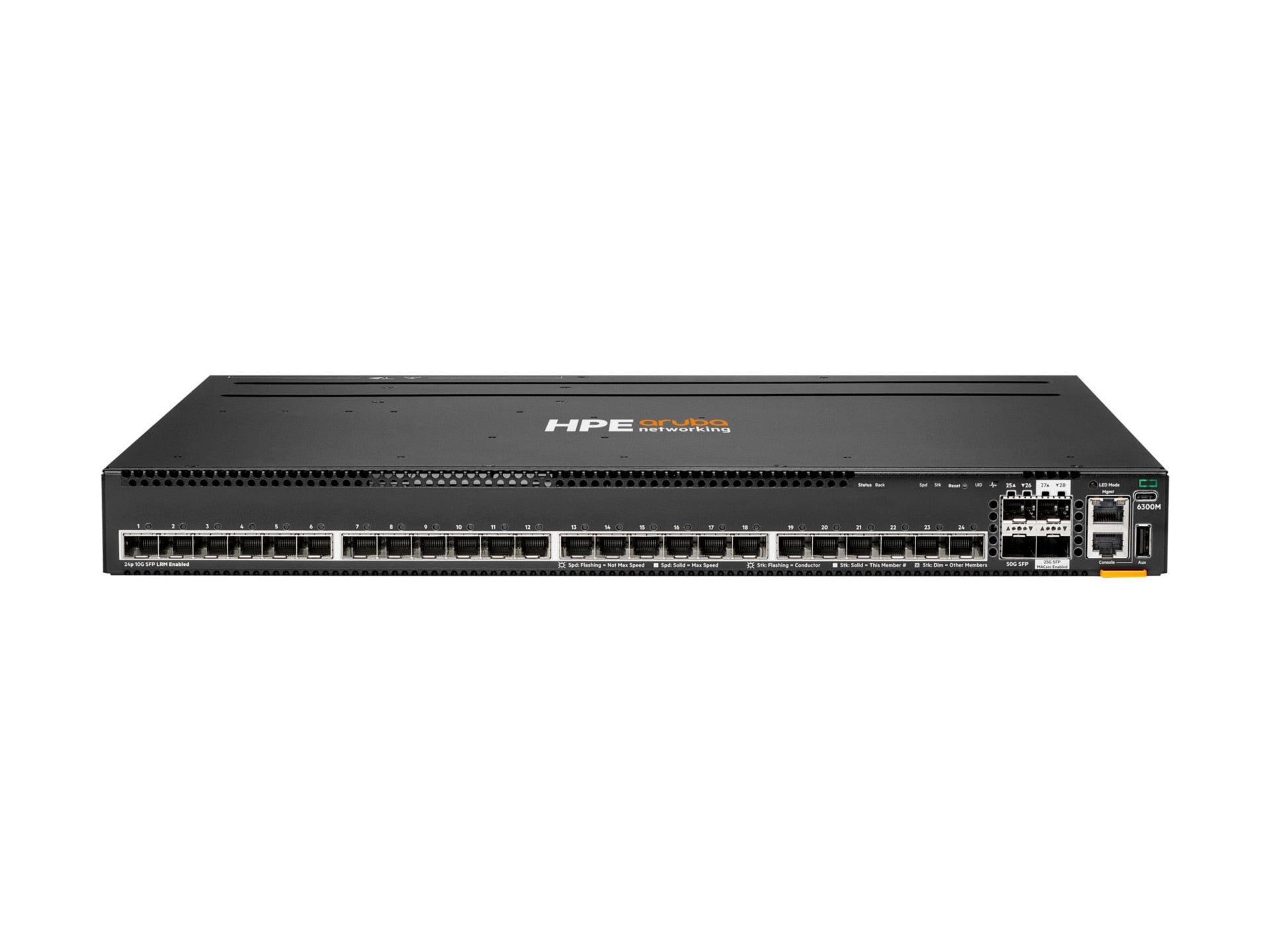 Transceptor de Red Aruba HPE Networking 6300M 24p SFP+ LRM support and 2p 50G and 2p 25G MACsec Switch - vista 2