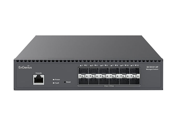 Transceptor de Red EnGenius Cloud Managed 12-Port 10 Gigabit SFP+ Half-Rack Aggregate Fiber Switch - vista 2