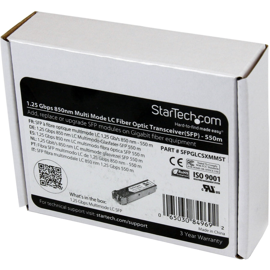 Transceptor de Red StarTech.com StarTech Cisco GLC-SX-MM Compatible SFP Module - vista 6