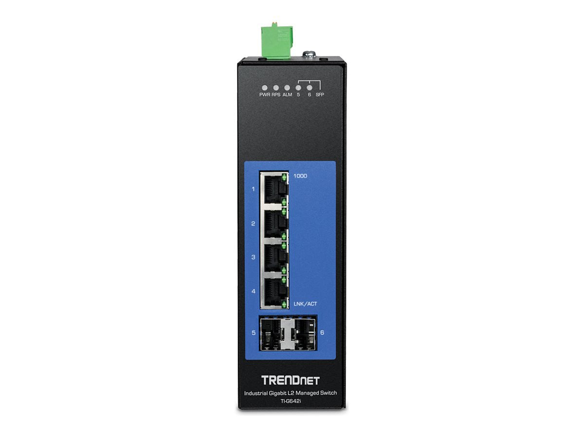Transceptor de Red TRENDnet 6-Port Industrial Gigabit L2 Managed DIN-Rail Switch; 4 x Gigabit Ports; 2 x SFP S - vista 2
