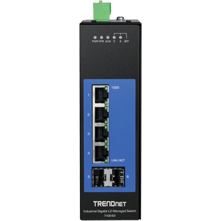 Transceptor de Red TRENDnet 6-Port Industrial Gigabit L2 Managed DIN-Rail Switch; 4 x Gigabit Ports; 2 x SFP S - vista 6