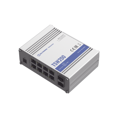 Switch Industrial No-Administrable 8 puertos Gigabit PoE Teltonika TSW200