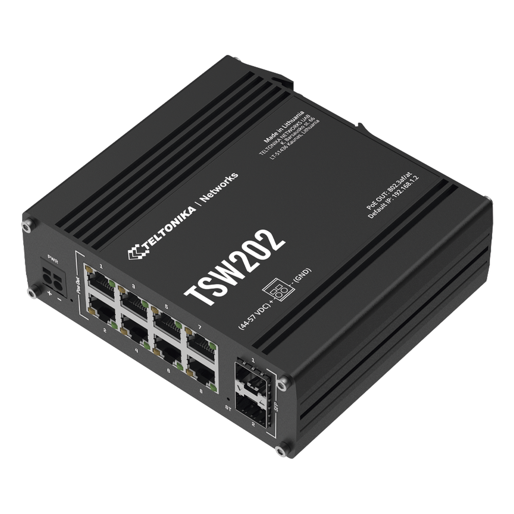Switch Ethernet Gestionado PoE+ Teltonika TSW202 8 puertos