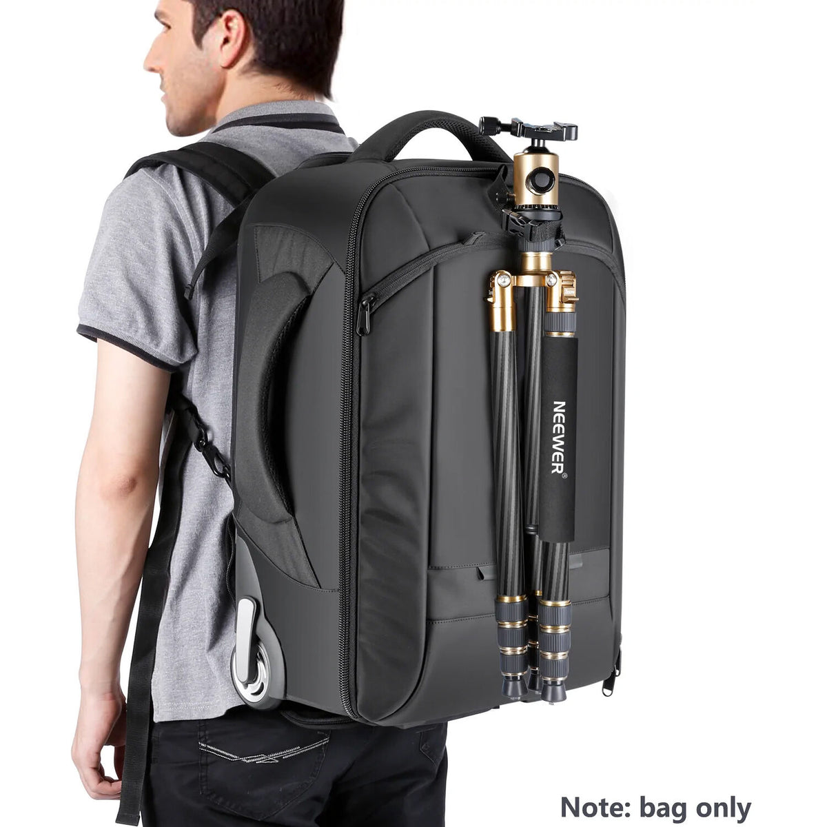 Valija con ruedas Neewer 2-in-1 Convertible con ruedas Backpack/Luggage Trolley (Negro/Rojo) - vista lateral