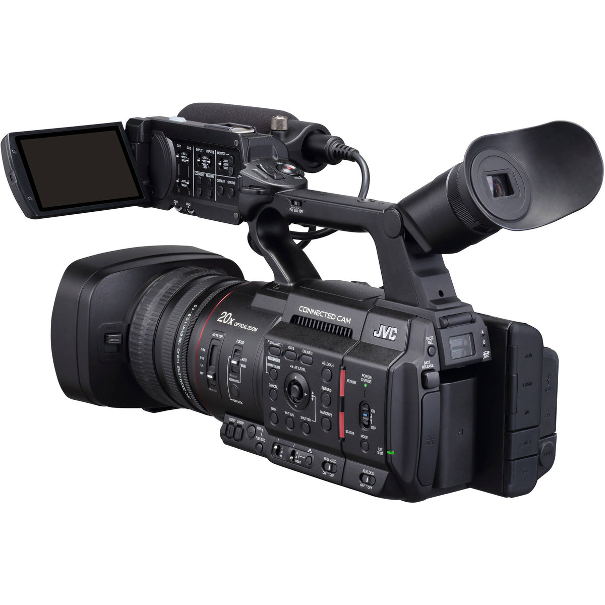 Videocámara JVC GY-HC500U Handheld Connected Cam 1" 4K Profesional - vista lateral