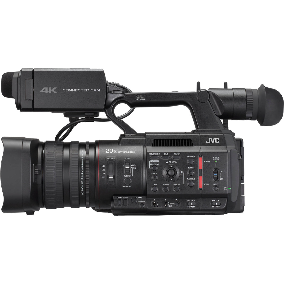 Videocámara JVC GY-HC550 Handheld Connected Cam 1" 4K Broadcast - vista lateral