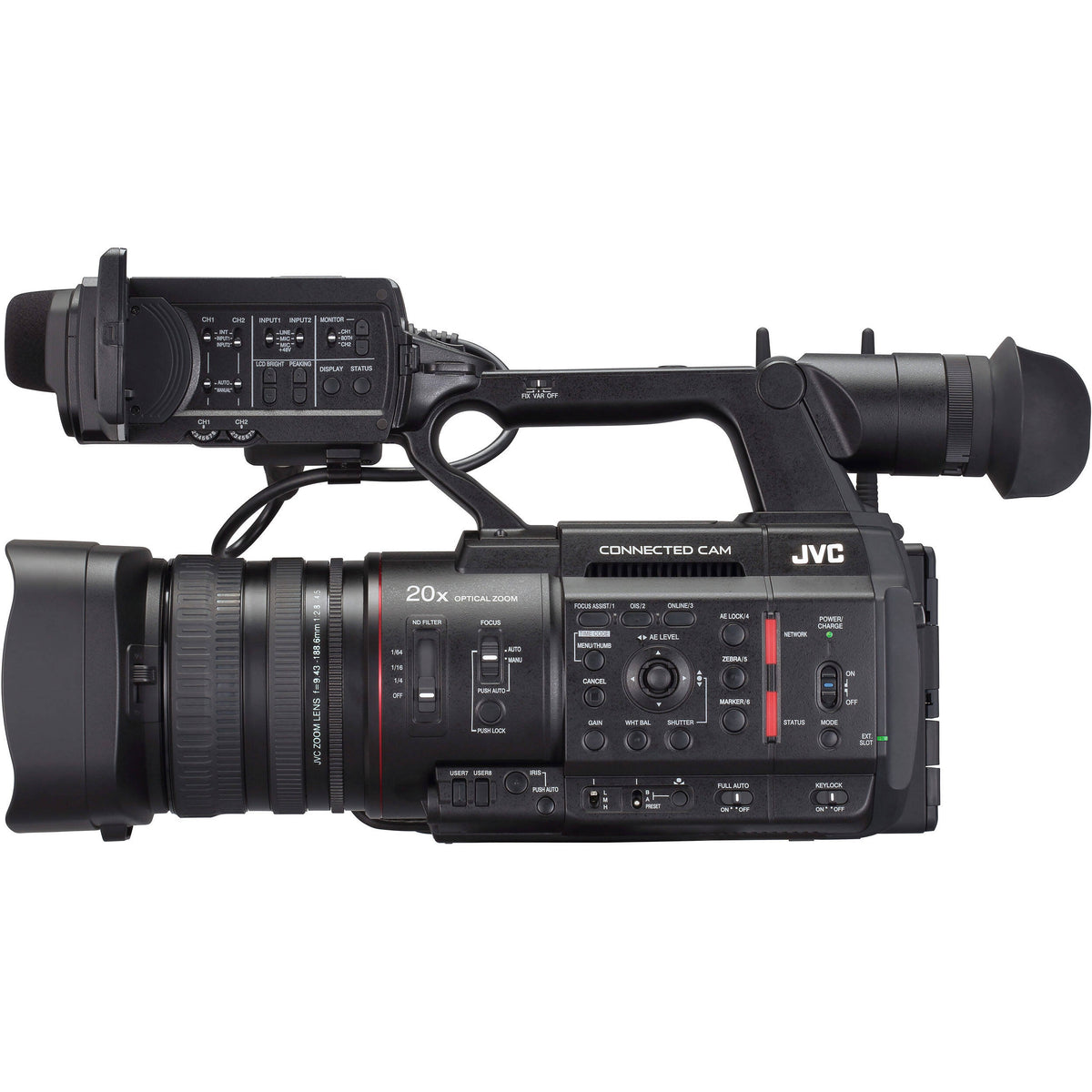 Videocámara JVC GY-HC550 Handheld Connected Cam 1" 4K Broadcast - puertos y conexiones