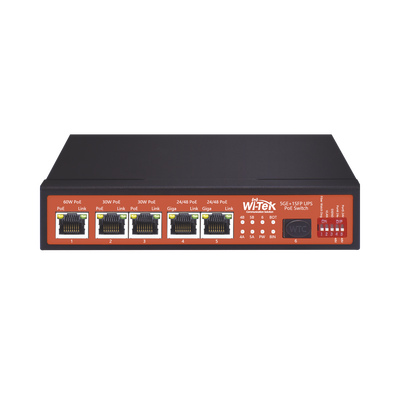 Controlador Solar de 5A con Switch PoE Wi-Tek WI-PS306GF-UPS 1 puerto