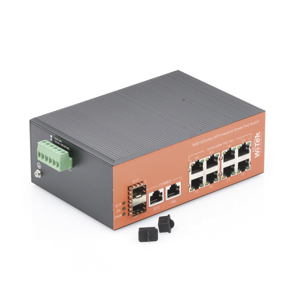 Switch Industrial PoE+ no administrable Wi-Tek WI-PS310GF-I