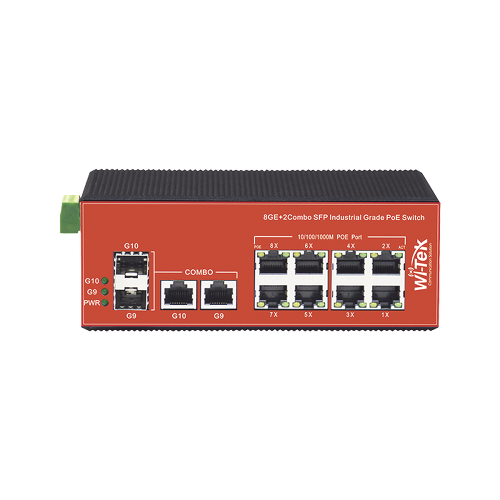 Switch Industrial PoE+ no administrable Wi-Tek WI-PS310GF-I