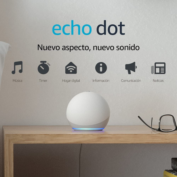 Corneta Inteligente Echo Dot 4th Gen Grande Con sonido de alta calidad smart home Hub Asistente Virtual Alexa Color Blanco