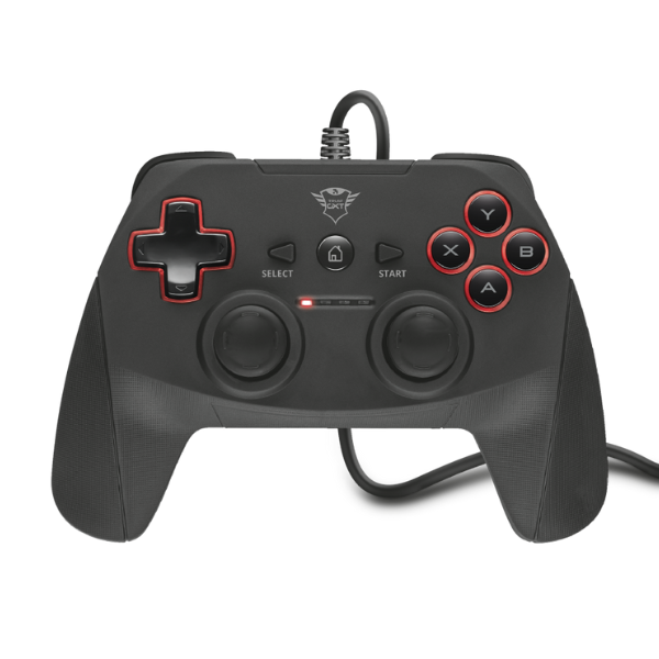 control para videojuegos trust con cable usb color negro con rojo