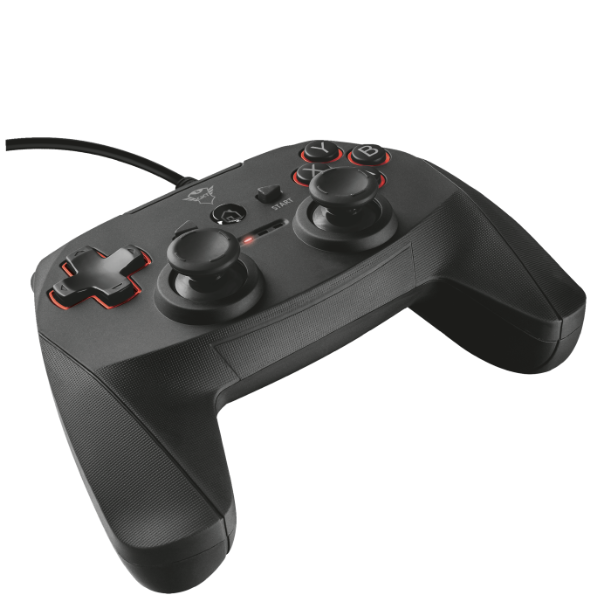 control para videojuegos trust con cable usb color negro con rojo