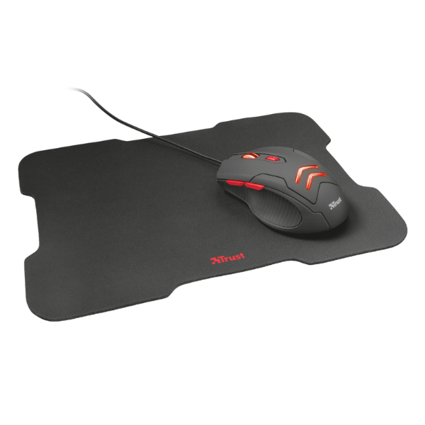 mousepad y mouse color negro con rojo