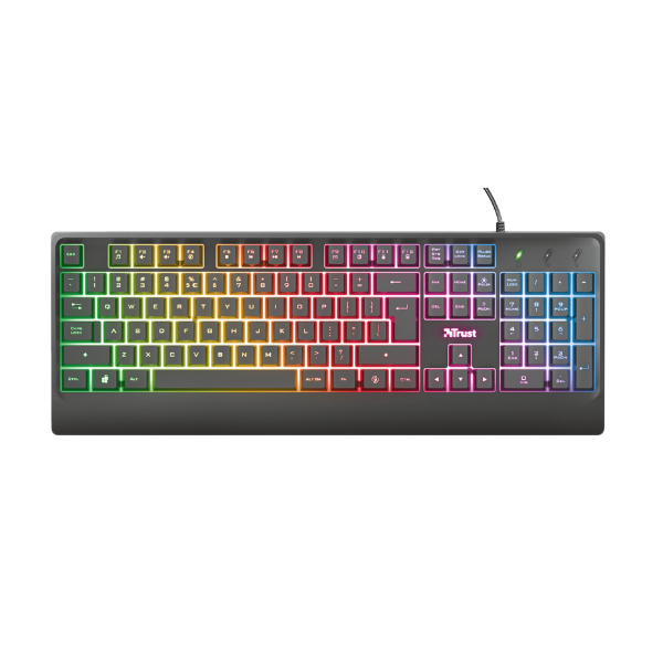 teclado con luces RGB color negro trust