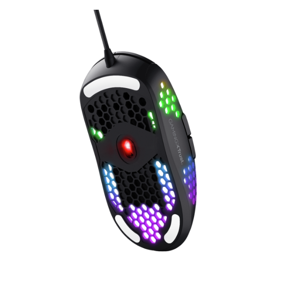 mouse con diseño de panal y luces led de varios colores