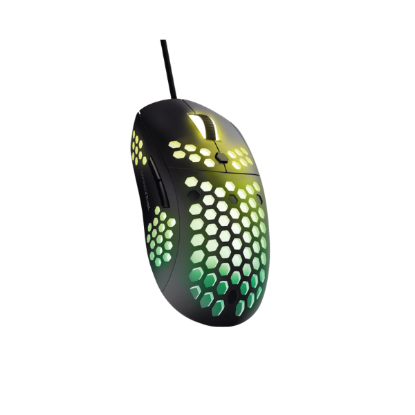 mouse con diseño de panal y luces led de varios colores