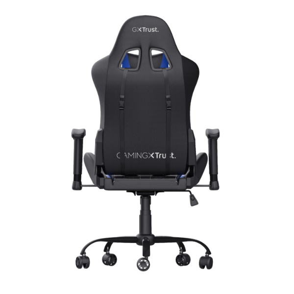 silla gamer trust asiento reclinable color azul con negro