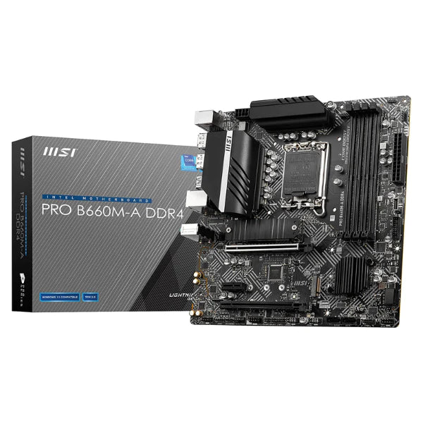 Tarjeta Madre MSI PRO B660M-A WiFi ProSeries mATX, 12th Intel Core LGA 1700 Socket DDR5 PCIe 4, 2.5G LAN, M.2 Slots, Wi-Fi 6, Motherboard