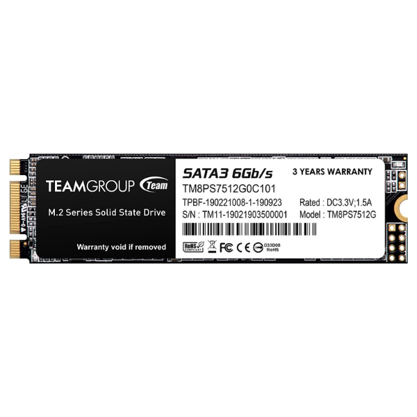 Disco Solido TeamGroup MS30 256GB SSD with SLC Cache 3D NAND TLC M,2 2280 SATA III 6Gb/s Speed up to 500/400 MB/sl