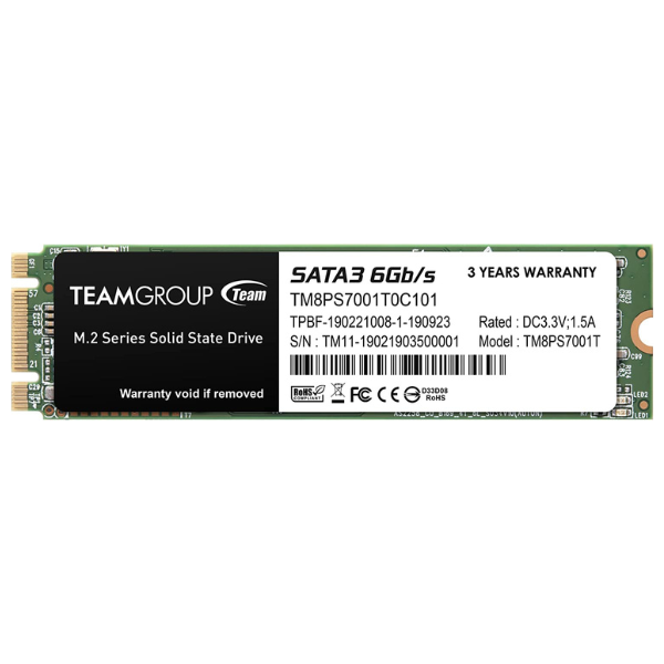 Disco Duro Solido TeamGroup MS30 1TB SSD with SLC Cache 3D NAND TLC M,2 2280 SATA III 6Gb/s Speed up to 500/400 MB/sl