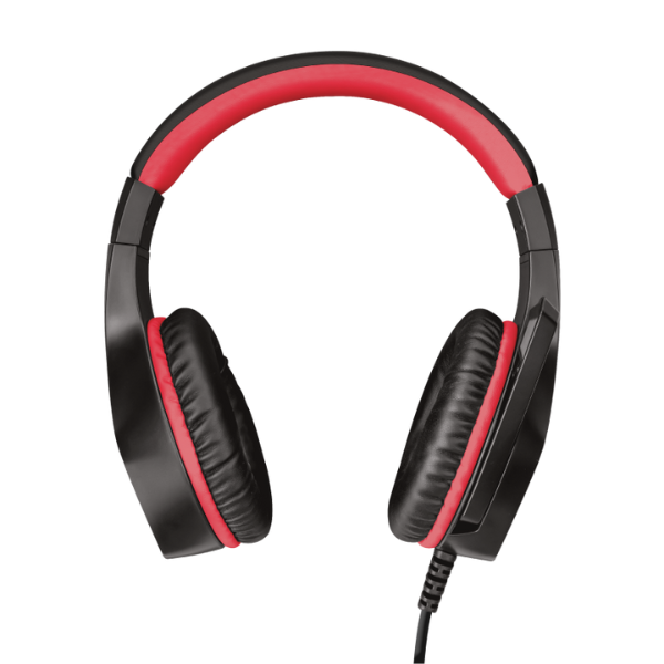 audifonos gamer color negro con rojo y almohadillas ergonomicas