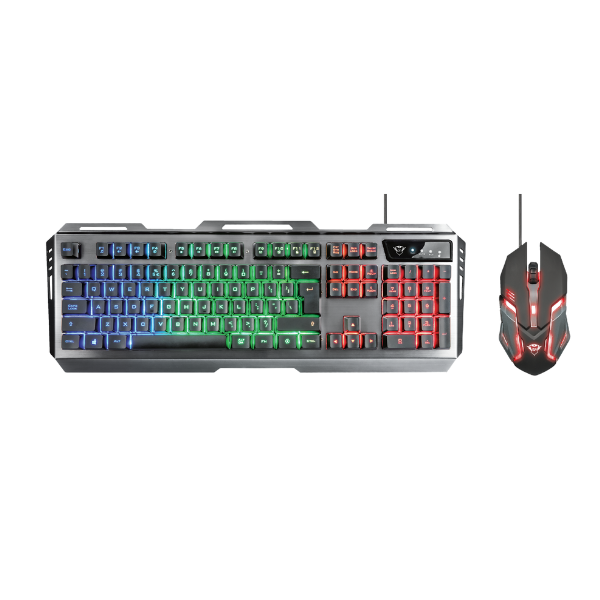 teclado y mouse con luces RGB trust