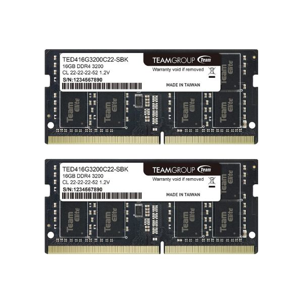 Memoria Para Portatil TEAMGROUP Elite DDR4 32GB Kit (2 x 16GB) 3200MHz PC4-25600 CL22 Non-ECC 1.2V SODIMM 260-Pin