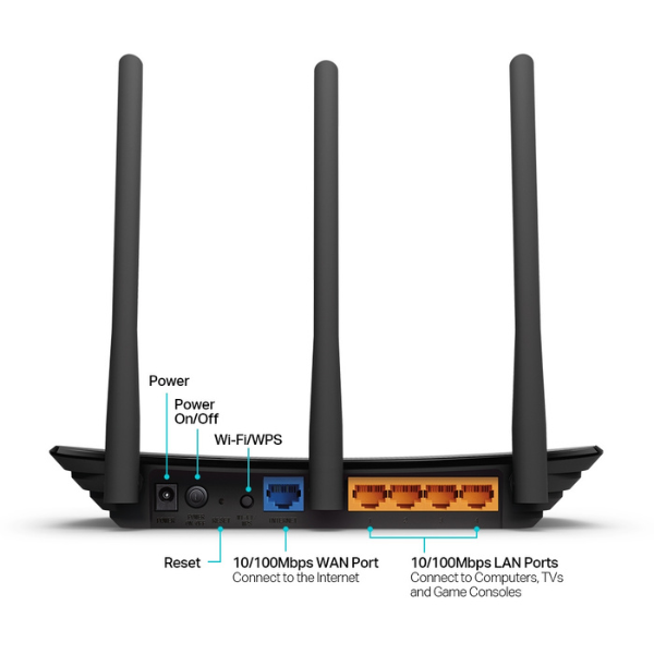 router tp link 3 antenas color negro